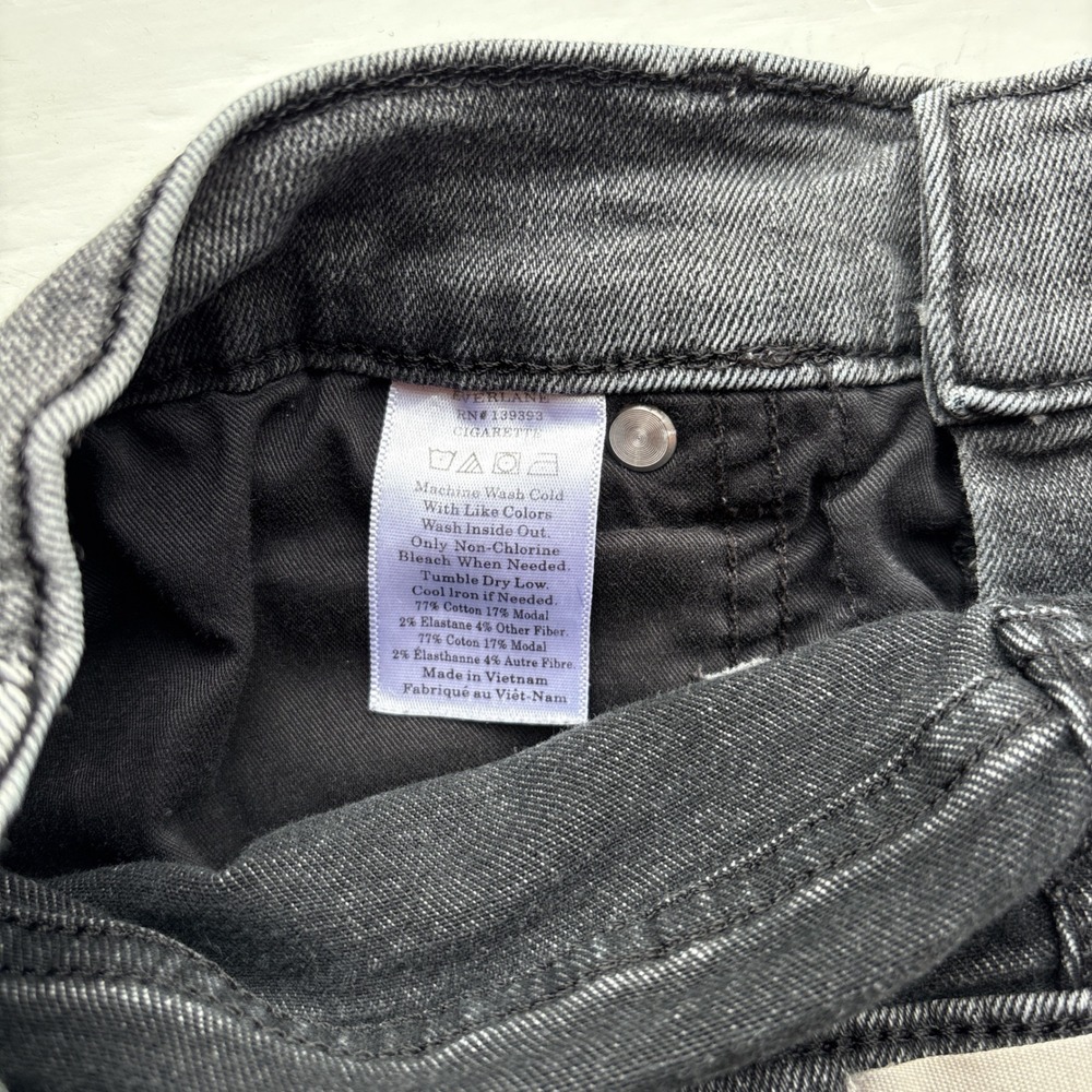 Everlane Cigarette Womens 28 Jeans Grey High Rise Raw Hem Stretch Denim Pants - Picture 6 of 11